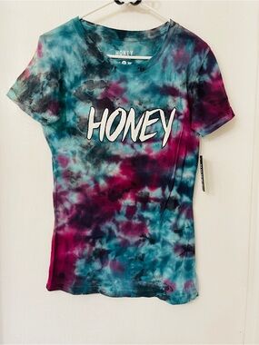 Honey Tie-Dye Graphic Tee - Teal & Magenta